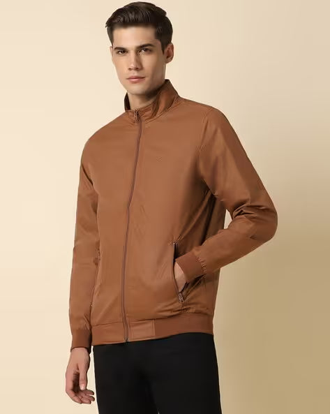 Allen Solly Men Regular Fit Zip-Front Bomber Jacket (ॲलन सोली रेग्युलर फिट झिप-फ्रंट बॉम्बर जॅकेट)