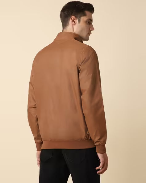 Allen Solly Men Regular Fit Zip-Front Bomber Jacket (ॲलन सोली रेग्युलर फिट झिप-फ्रंट बॉम्बर जॅकेट)