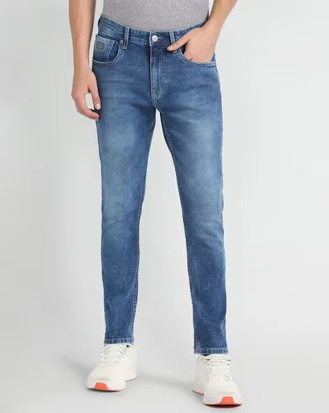 U.S. Polo Assn. Men Heavy-Wash Henry Cropped Fit Jeans (यू.एस. पोलो हेवी-वॉश हेन्री क्रॉप्ड फिट जीन्स)