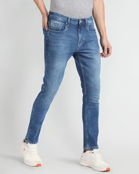 U.S. Polo Assn. Men Heavy-Wash Henry Cropped Fit Jeans (यू.एस. पोलो हेवी-वॉश हेन्री क्रॉप्ड फिट जीन्स)
