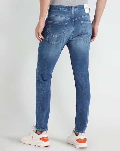 U.S. Polo Assn. Men Heavy-Wash Henry Cropped Fit Jeans (यू.एस. पोलो हेवी-वॉश हेन्री क्रॉप्ड फिट जीन्स)