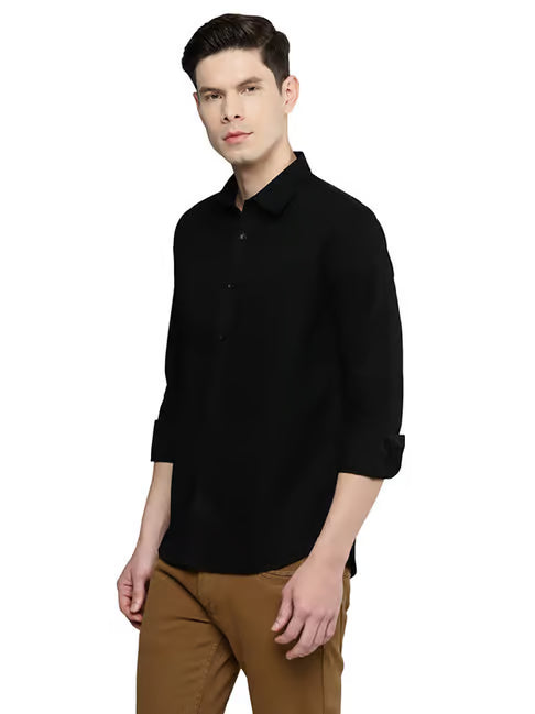 Allen Cooper Black Regular Fit Shirt (ॲलन कूपर रेग्युलर फिट शर्ट)