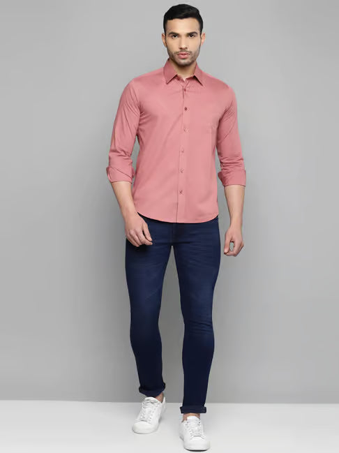 Allen Cooper Pink Regular Fit Shirt (ॲलन कूपर गुलाबी रेग्युलर फिट शर्ट)