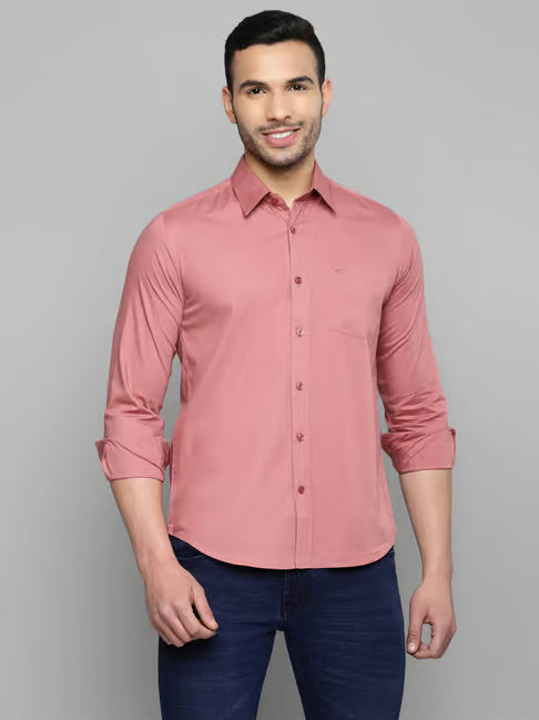 Allen Cooper Pink Regular Fit Shirt (ॲलन कूपर गुलाबी रेग्युलर फिट शर्ट)