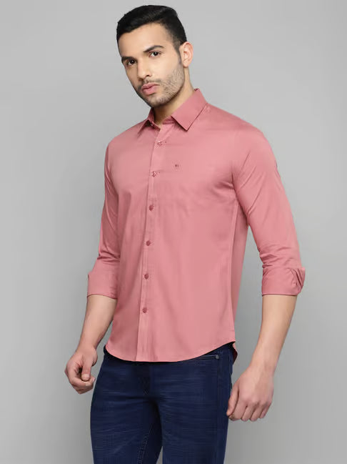 Allen Cooper Pink Regular Fit Shirt (ॲलन कूपर गुलाबी रेग्युलर फिट शर्ट)