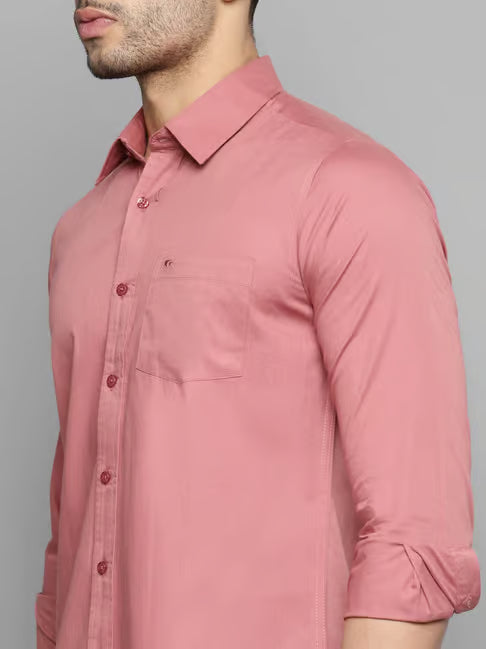 Allen Cooper Pink Regular Fit Shirt (ॲलन कूपर गुलाबी रेग्युलर फिट शर्ट)