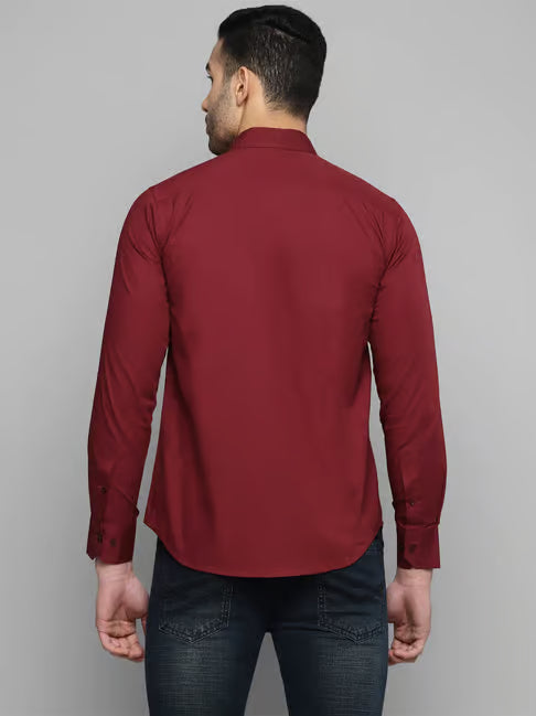 Allen Cooper Maroon Regular Fit Shirt (ॲलन कूपर मरून रेग्युलर फिट शर्ट)