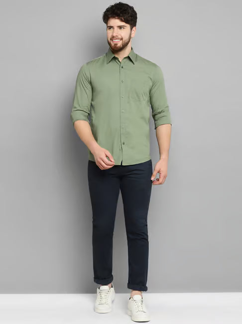 Allen Cooper Green Regular Fit Shirt (ॲलन कूपर हिरवा रेग्युलर फिट शर्ट)