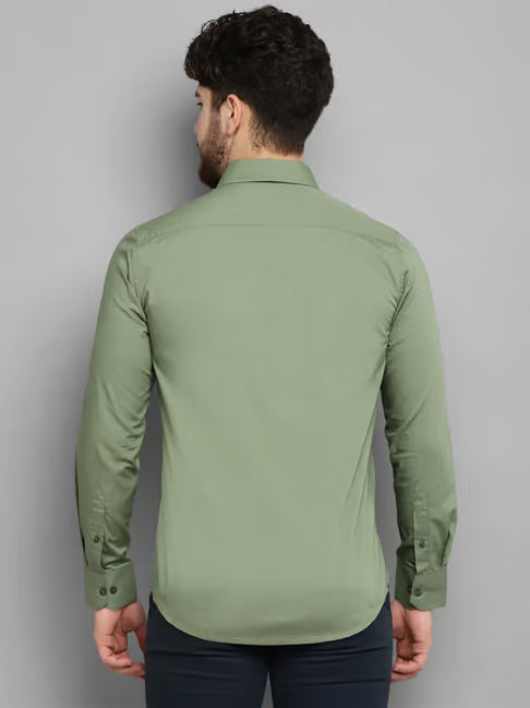 Allen Cooper Green Regular Fit Shirt (ॲलन कूपर हिरवा रेग्युलर फिट शर्ट)