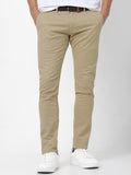 Peter England Casuals Khaki Cotton Skinny Fit Chinos (पीटर इंग्लंड कॅज्युअल्स खाकी कॉटन स्किनी फिट चिनोज)