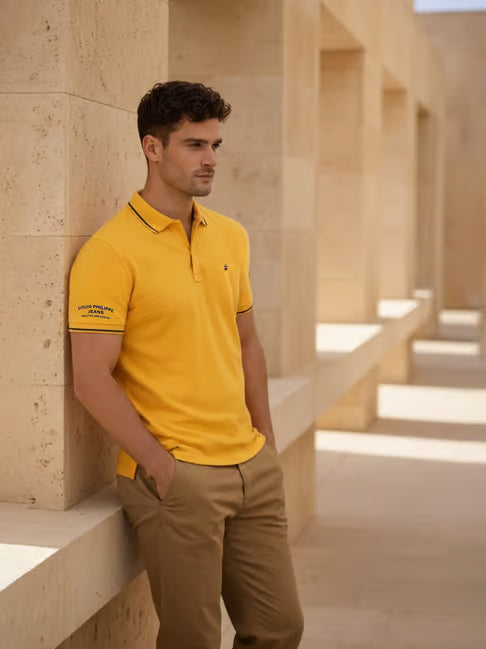 Louis Philippe Men's Yellow Polo T-Shirt (लुई फिलिप पिवळा पोलो टी-शर्ट)