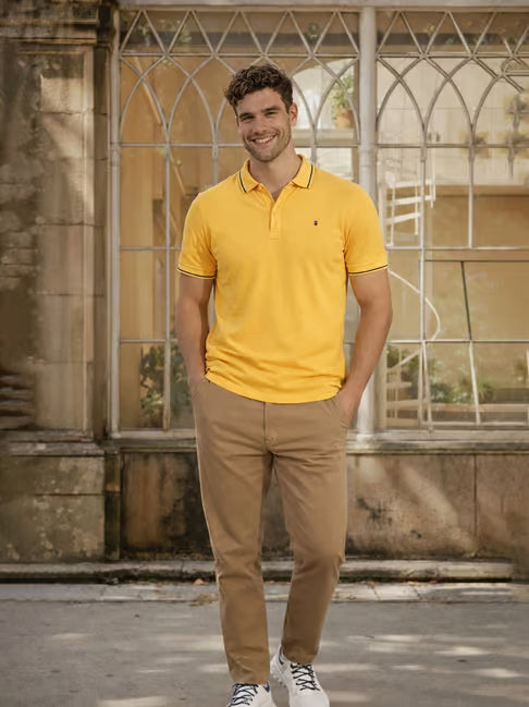 Louis Philippe Men's Yellow Polo T-Shirt (लुई फिलिप पिवळा पोलो टी-शर्ट)