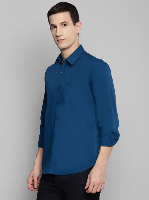 Allen Cooper Dark Blue Regular Fit Shirt (ॲलन कूपर डार्क ब्लू रेग्युलर फिट शर्ट)