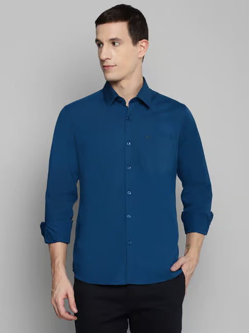 Allen Cooper Dark Blue Regular Fit Shirt (ॲलन कूपर डार्क ब्लू रेग्युलर फिट शर्ट)