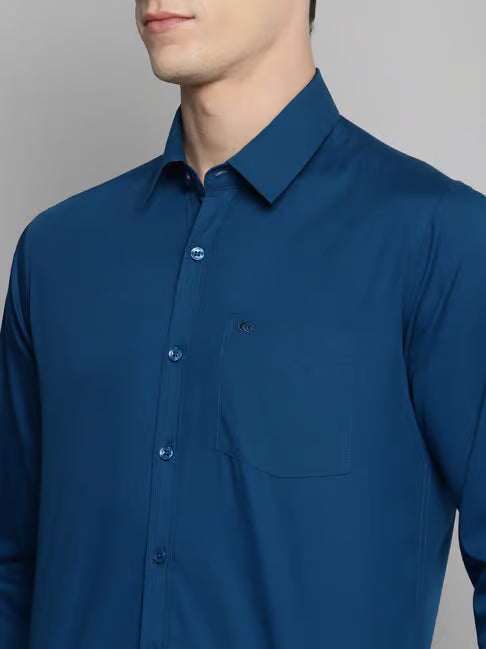 Allen Cooper Dark Blue Regular Fit Shirt (ॲलन कूपर डार्क ब्लू रेग्युलर फिट शर्ट)