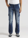 Pepe Jeans Blue Straight Fit Cargo Jeans (पेपे जीन्स स्ट्रेट-फिट कार्गो जीन्स)