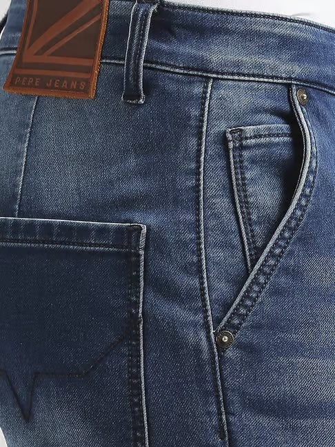 Pepe Jeans Blue Straight Fit Cargo Jeans (पेपे जीन्स स्ट्रेट-फिट कार्गो जीन्स)