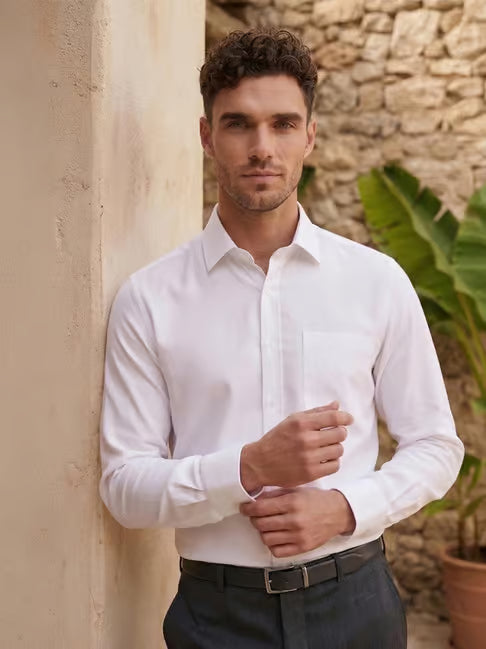 Louis Philippe White  Cotton Slim fit Shirt (लुई फिलिप स्लिम-फिट शर्ट)