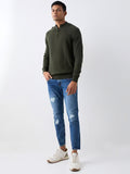 Spykar Green Cotton Regular Fit Sweater (स्पायकर रेग्युलर फिट स्वेटर)