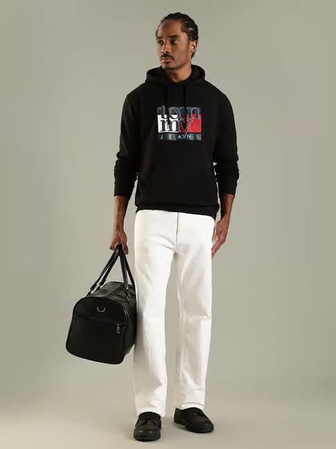 Tommy Hilfiger Black Cotton Regular Fit Sweatshirt (टॉमी हिल्फिगर रेग्युलर फिट स्वेटशर्ट)