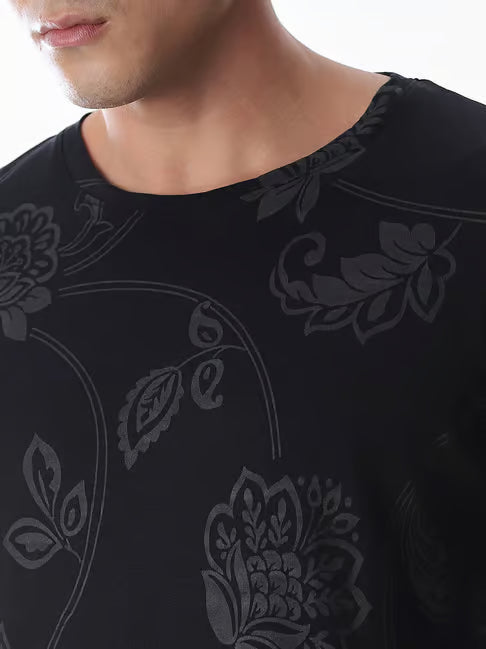 Jack & Jones Grey Cotton Regular Fit Printed T-Shirt (जॅक अँड जोन्स रेग्युलर फिट प्रिंटेड टी-शर्ट)