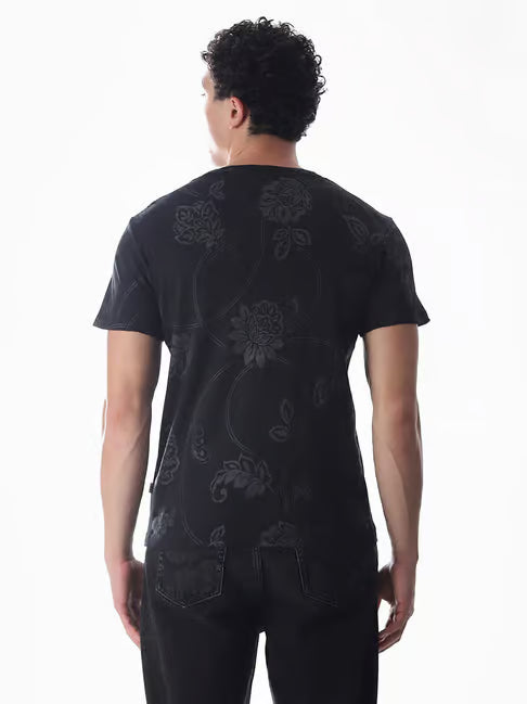 Jack & Jones Grey Cotton Regular Fit Printed T-Shirt (जॅक अँड जोन्स रेग्युलर फिट प्रिंटेड टी-शर्ट)