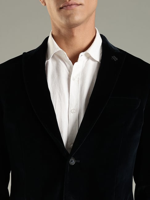 Tommy Hilfiger Navy Cotton Regular Fit Blazer (टॉमी हिल्फिगर नेव्ही कॉटन रेग्युलर फिट ब्लेझर)