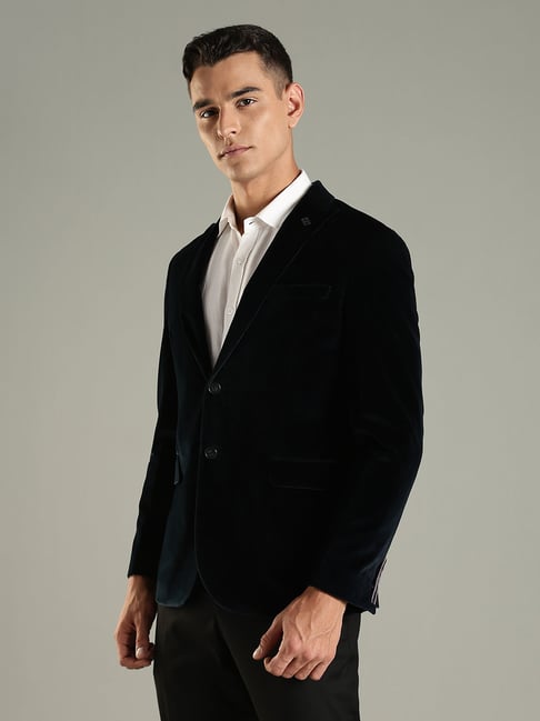 Tommy Hilfiger Navy Cotton Regular Fit Blazer (टॉमी हिल्फिगर नेव्ही कॉटन रेग्युलर फिट ब्लेझर)