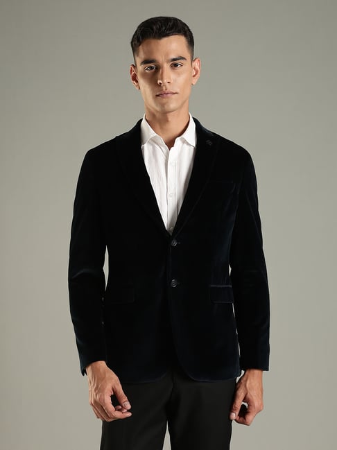 Tommy Hilfiger Navy Cotton Regular Fit Blazer (टॉमी हिल्फिगर नेव्ही कॉटन रेग्युलर फिट ब्लेझर)