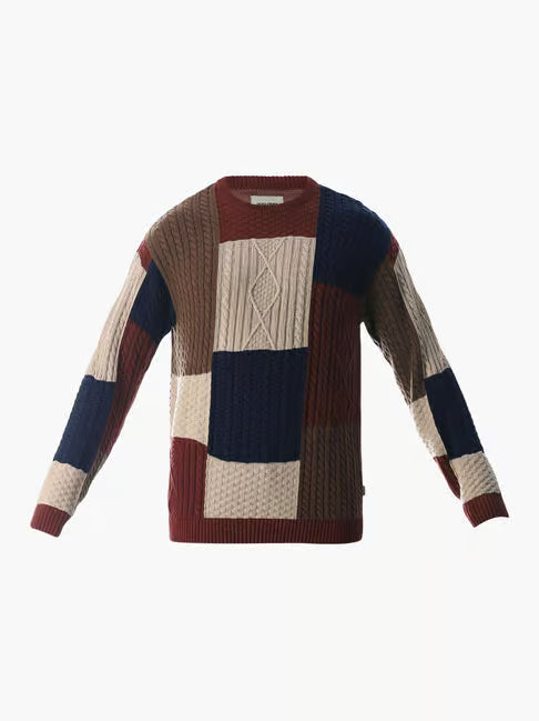 Jack & Jones Cotton Oversized Color-Block Sweater (जॅक अँड जोन्स ओव्हरसाईज्ड कलर-ब्लॉक स्वेटर)