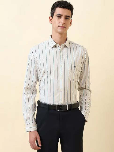 Allen Solly Cotton Regular Fit Striped Shirt (ॲलन सॉली कॉटन रेग्युलर फिट शर्ट)
