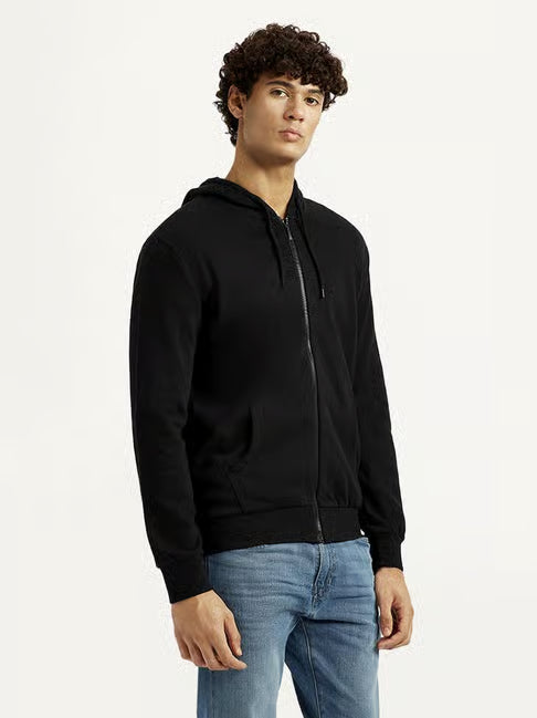 Levi's Black Cotton Slim Fit Hoodie (लीव्हाईस स्लिम-फिट हूडी)