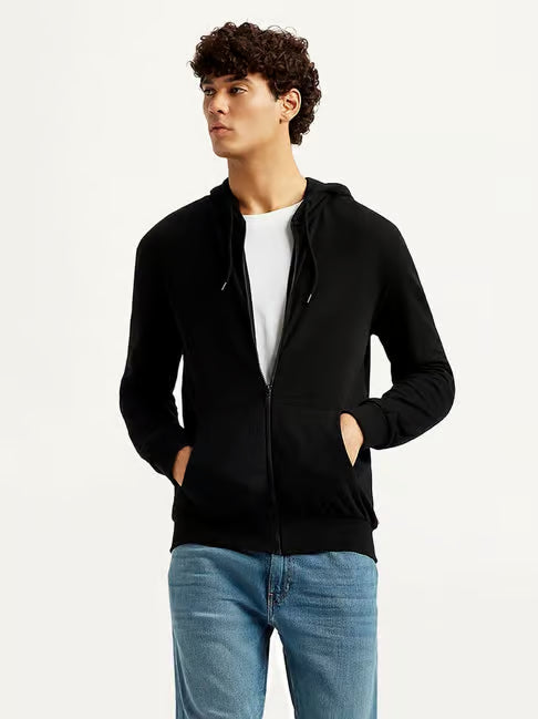 Levi's Black Cotton Slim Fit Hoodie (लीव्हाईस स्लिम-फिट हूडी)