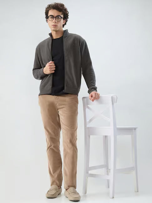 Park Avenue Dark Grey Slim Fit Sweatshirt (पार्क ॲव्हेन्यू डार्क ग्रे स्लिम-फिट स्वेटशर्ट)