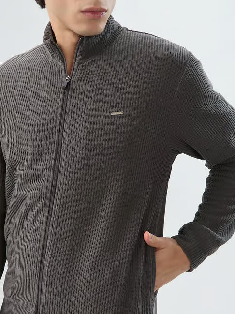 Park Avenue Dark Grey Slim Fit Sweatshirt (पार्क ॲव्हेन्यू डार्क ग्रे स्लिम-फिट स्वेटशर्ट)