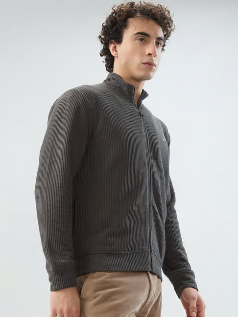 Park Avenue Dark Grey Slim Fit Sweatshirt (पार्क ॲव्हेन्यू डार्क ग्रे स्लिम-फिट स्वेटशर्ट)