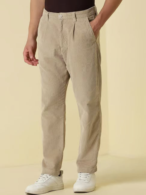 Allen Solly Beige Cotton Relaxed Fit Chinos (ॲलन सॉली कॉटन फिट चिनोज)