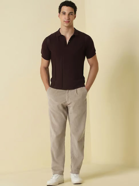 Allen Solly Beige Cotton Relaxed Fit Chinos (ॲलन सॉली कॉटन फिट चिनोज)