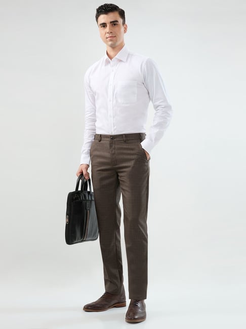Raymond Brown Relaxed Fit Checked Trousers (रेमंड ब्राउन रिलॅक्स्ड फिट चेकर्ड ट्राउझर्स)