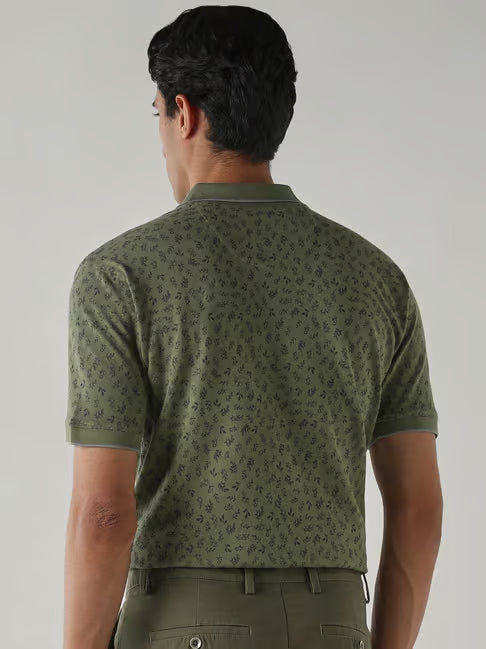 Reid & Taylor Green Cotton Regular Fit Polo T-Shirt (रीड अँड टेलर ग्रीन कॉटन रेग्युलर फिट पोलो टी-शर्ट)