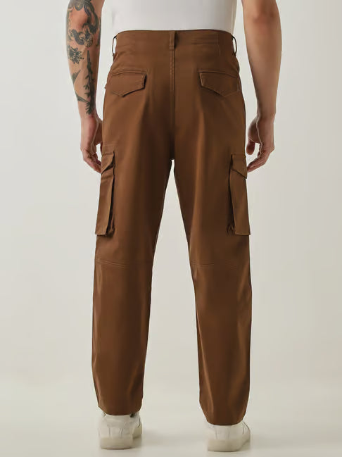 Reid & Taylor Brown Cotton Regular Solid Cargo (रीड अँड टेलर रेग्युलर सॉलिड कार्गो)