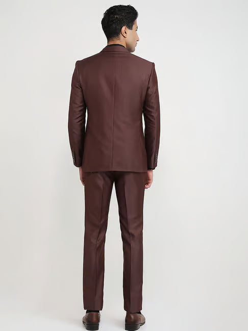 Raymond Mens Dark Brown Tailored Self Design Suit