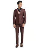 Raymond Mens Dark Brown Tailored Self Design Suit