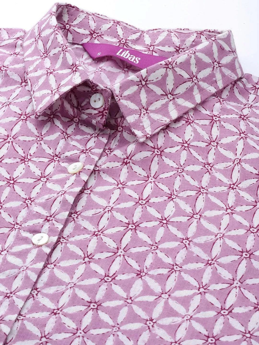 Libas Lavender Printed Cotton Night Suit (लिबास लॅव्हेंडर प्रिंटेड कॉटन नाईट सूट)