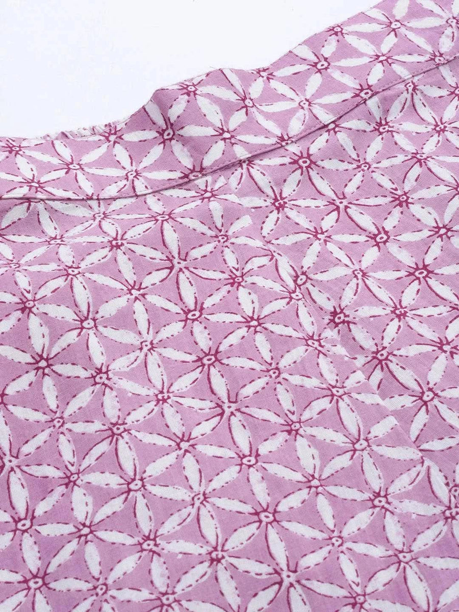 Libas Lavender Printed Cotton Night Suit (लिबास लॅव्हेंडर प्रिंटेड कॉटन नाईट सूट)