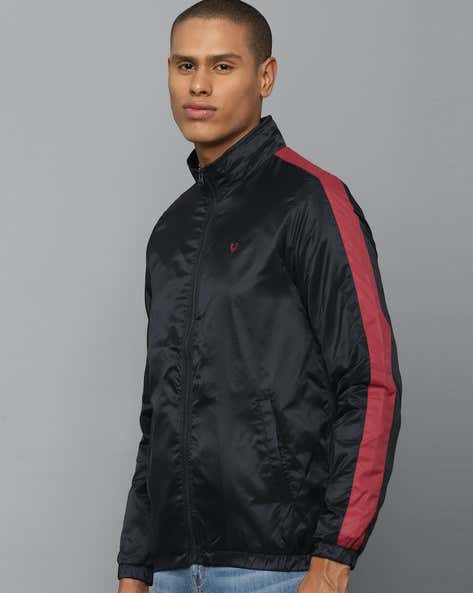 ALLEN SOLLY Zip-Front Bomber Jacket with Logo Embroidery
