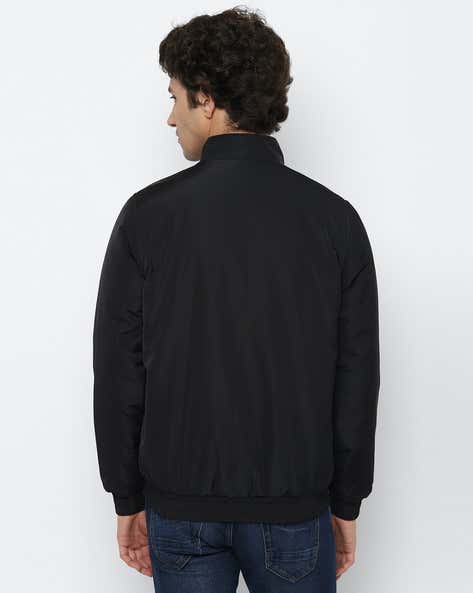 ALLEN SOLLY Colourblock Zip-Front Biker Jacket