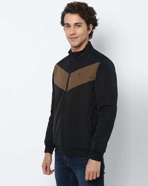 ALLEN SOLLY Colourblock Zip-Front Biker Jacket