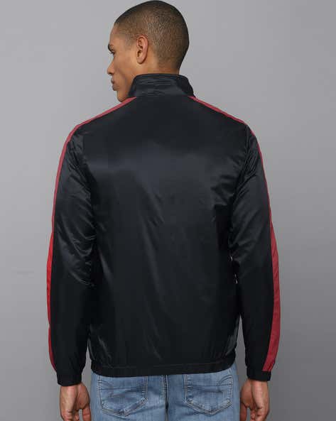 ALLEN SOLLY Zip-Front Bomber Jacket with Logo Embroidery